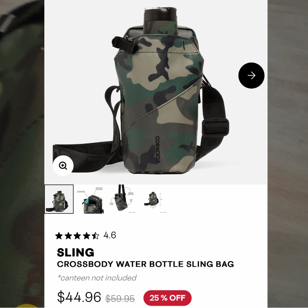 CORKCICLE — CROSSBODY WATER BOTTLE CAMO SLING BAG